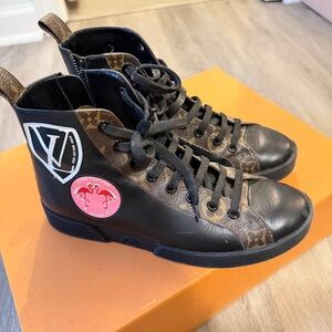 Louis Vuitton Black and Brown High-Top Sneakers